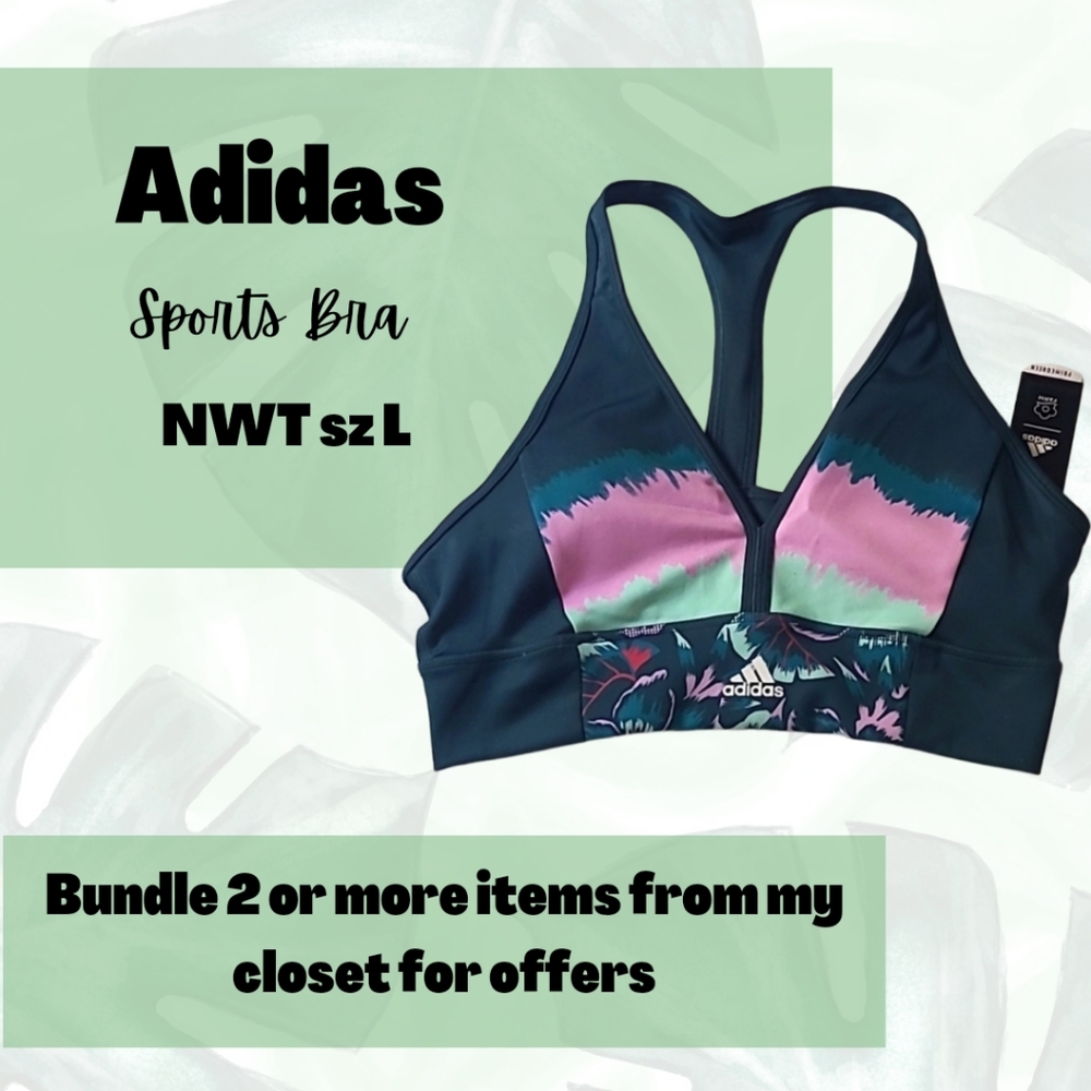Adidas Teal and Pink Sports Bra NWT